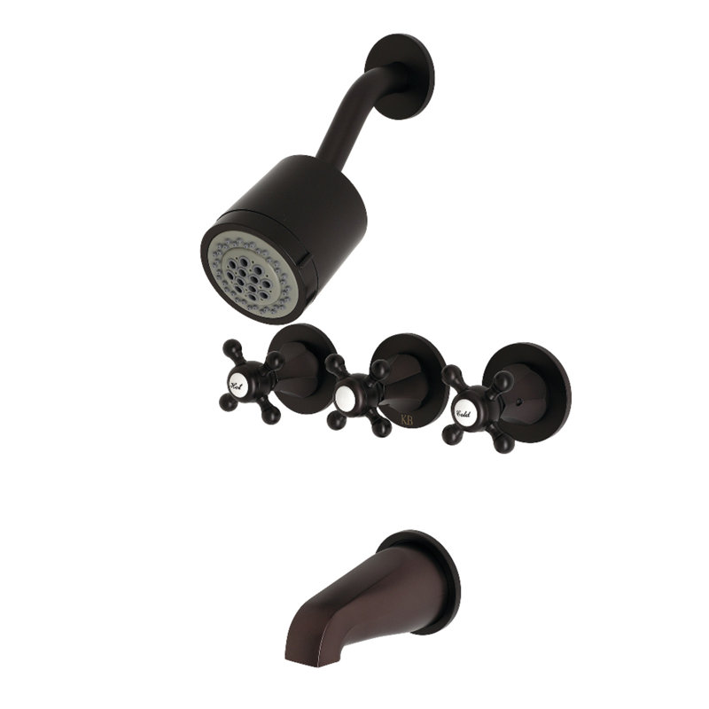 Kingston Brass Metropolitan Triple-Handle Tub and Shower Faucet, Oil Rubbed Bronze