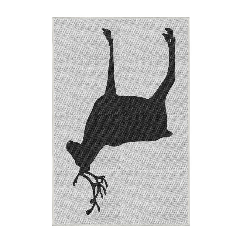 Tapis gris/zone noire à motifs, Rectangle 4 pi x 6 pi