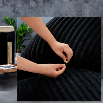 Chaises d'appoint modernes, chaise longue en velours côtelé noir 53 pouces pour la maison