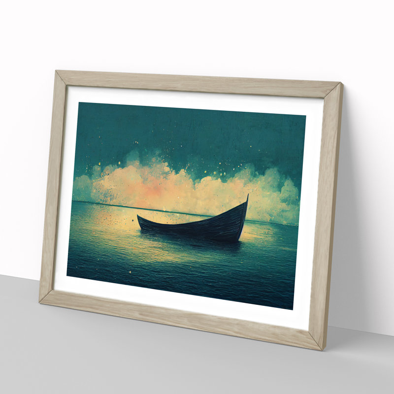 Boat Splashed Vol.2 - Single Picture Frame Painting, 46cm H x 64cm W x 2cm D, Oak Framed