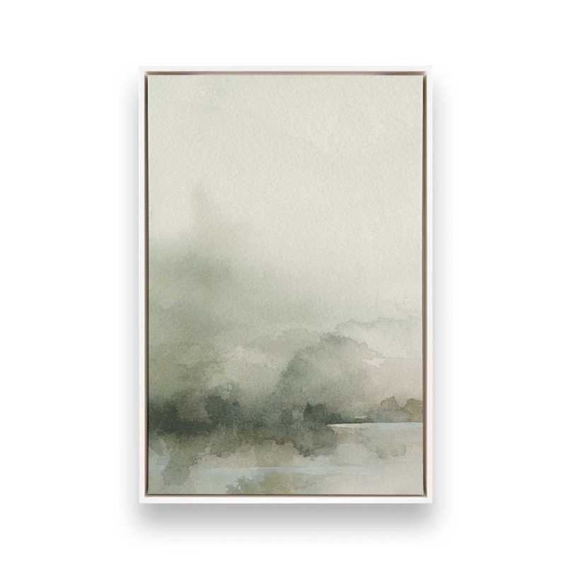 Impression sur toile «Mute Green Tranquility I», Cadre flottant blanc opaque, H 48,75 po x l 32,75 po x P 1,75 po