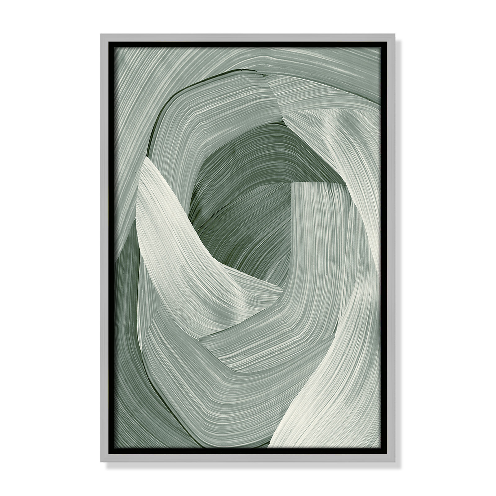 Enriched Emerald - Floater Frame Graphic Art Print on Canvas, Silver , 19.5" H x 13.5" W