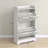 Slim Shoe Cabinet with Farmhouse Barn Panels – 2 Flip Drawers, Holds 8 Pairs, Distressed White