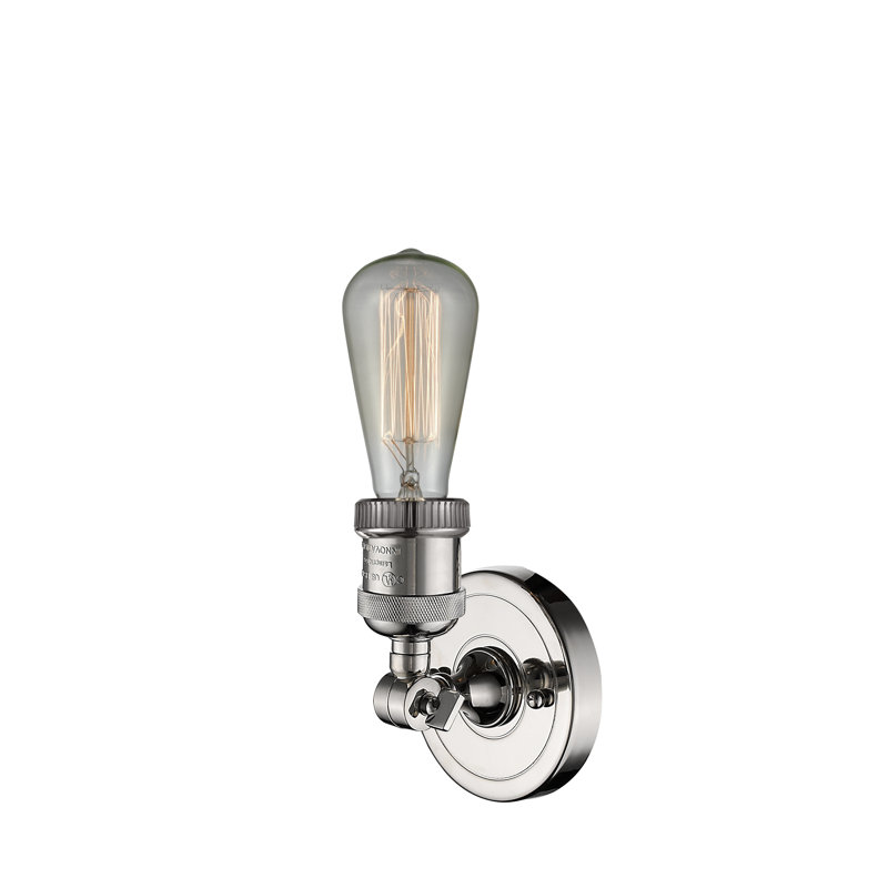 Chickerell Armed Sconce, 6 Watt Vinage LED Bulb, Polished Nickel