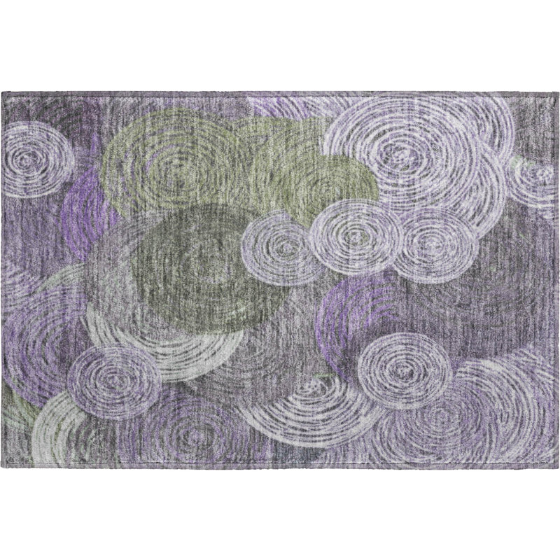 Premium Machine Washable Mayfield AMF2267 Geometric Rug, 1'8" x 2'6", Purple