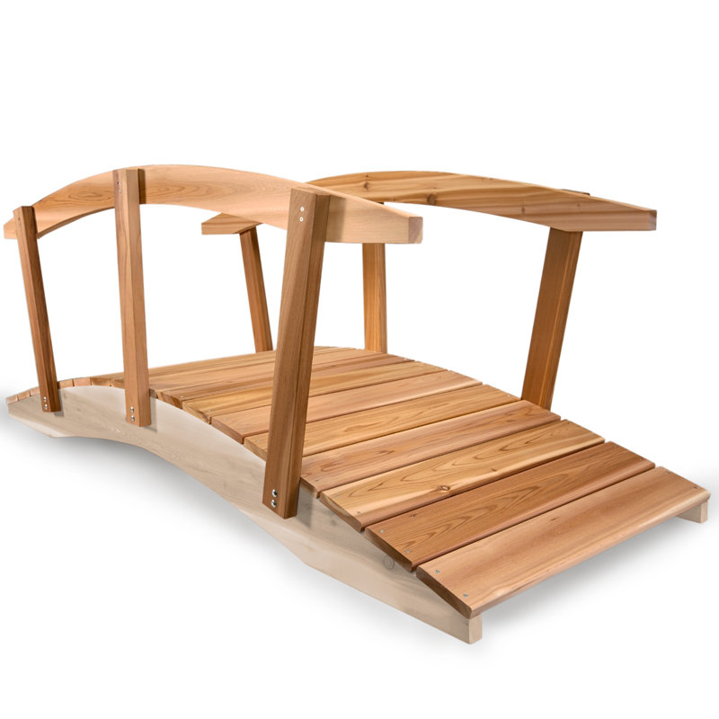 8-Ft Unfinished Cedar Garden Bridge with Side Rails
