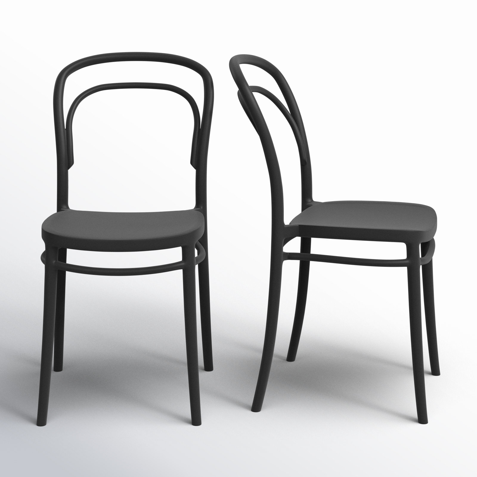 Farrah Stacking Patio Dining Side Chair, Black
