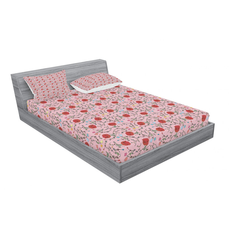 Microfiber Floral Sheet Set, Full Sheet Set, Pink/White Floral