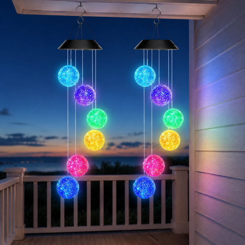 Carillon solaire à vent d'extérieur étanche avec DEL, idéal pour décorer Noël et offrir à maman ou grand-mère.