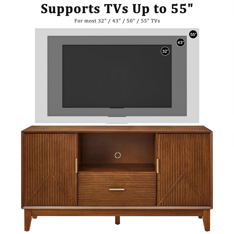 Meuble audio-vidéo Mid-Century avec tiroir et armoires