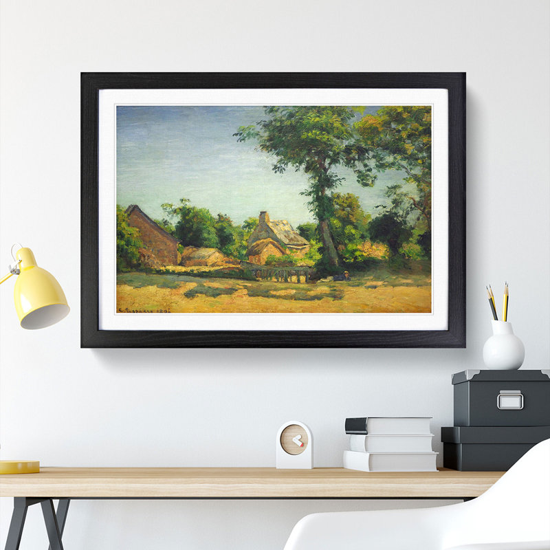 Landscape with a Farm by Camille Pissarro - Picture Frame Painting, Black Framed, 48cm H x 65cm W x 2cm D
