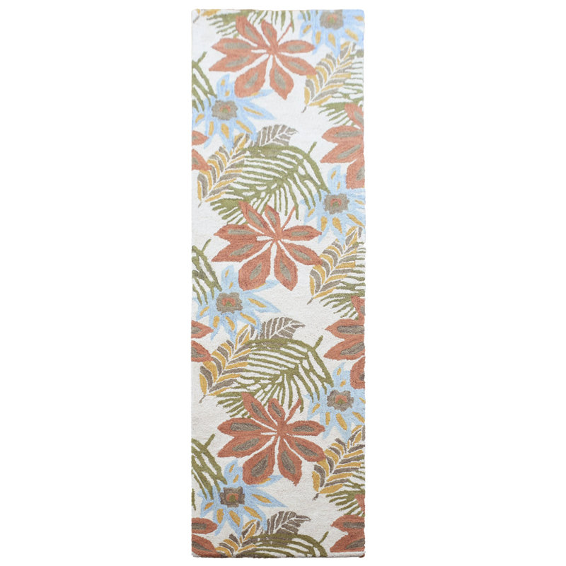 Stantonsburg Hand Tufted Wool Eco-Friendly Area Rugs - Runner, Cream Color, Floral Modern Design, High Pile Thick Handmade Anti Skid Area Rugs for Living Room, Bed Room