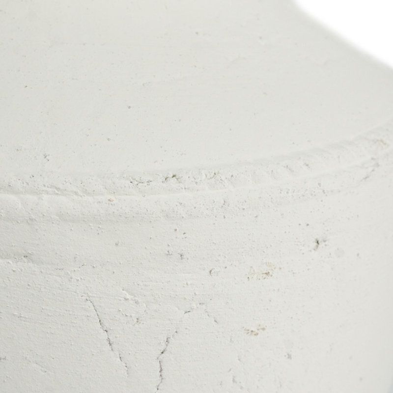 D12x14 "Vase rond en terre cuite avec finition blanc naturel