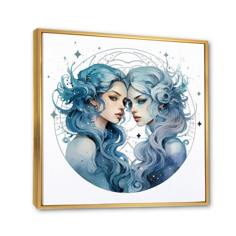 Vision astrologique II, H 16 po x l 16 po x P 1 po, Cadre flottant doré
