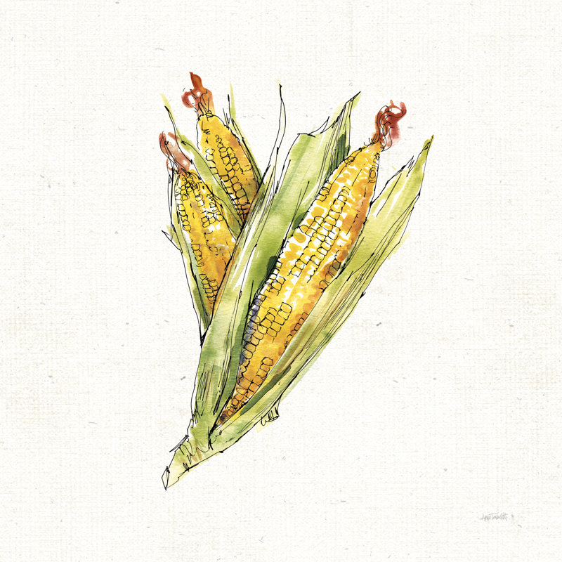 Veggie Market III Corn by Anne Tavoletti - Wrapped Canvas Painting, 91cm H x 91cm W