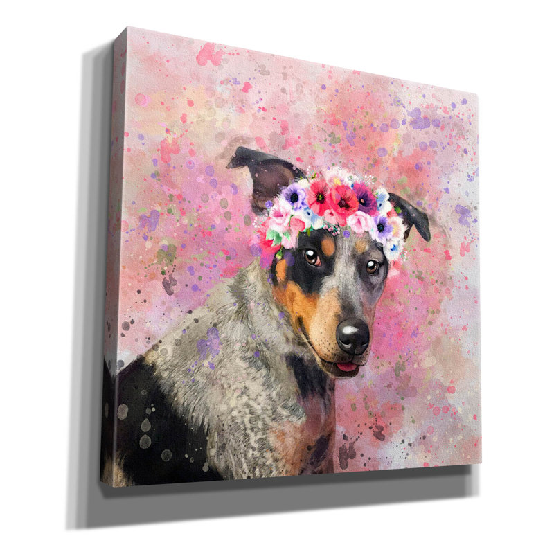 Art floral sur toile «Flower Crown, H 18 po x l 18 po