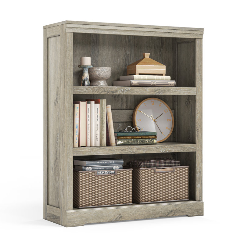 Breccan Engineered Wood Standard Bookcase with Adjustable Shelves, Light Gray