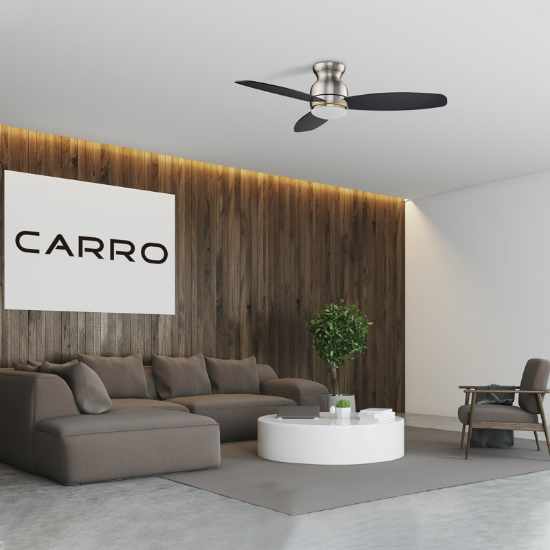 Ventilateur de plafond standard à 52 pales de 52 po avec télécommande et ensemble d'éclairage à DEL inclus, Noir