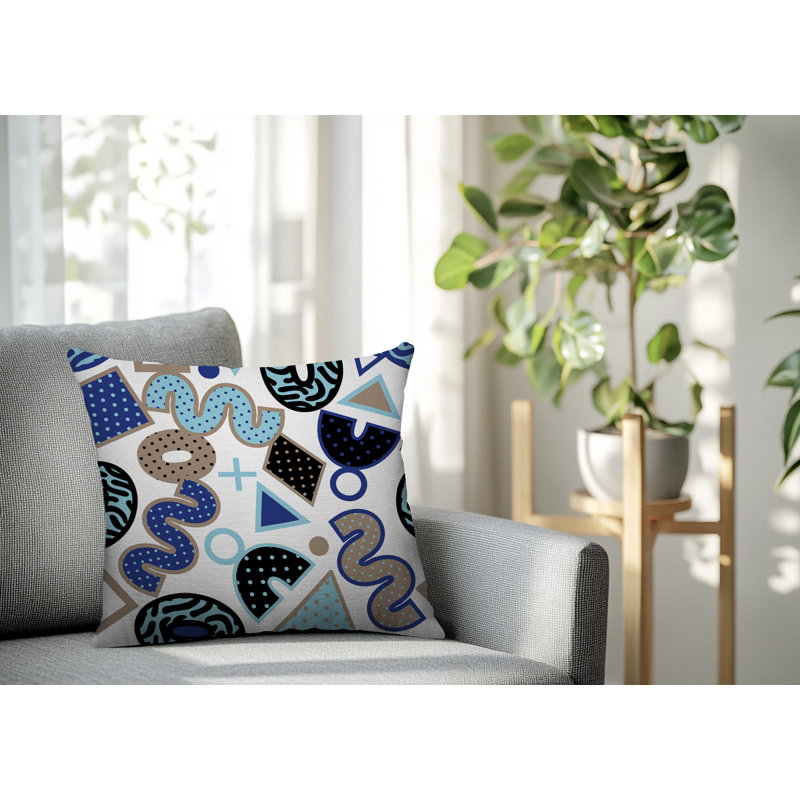 Coussin carré intérieur / extérieur Trixel, Carré 20 po, Bleu marine