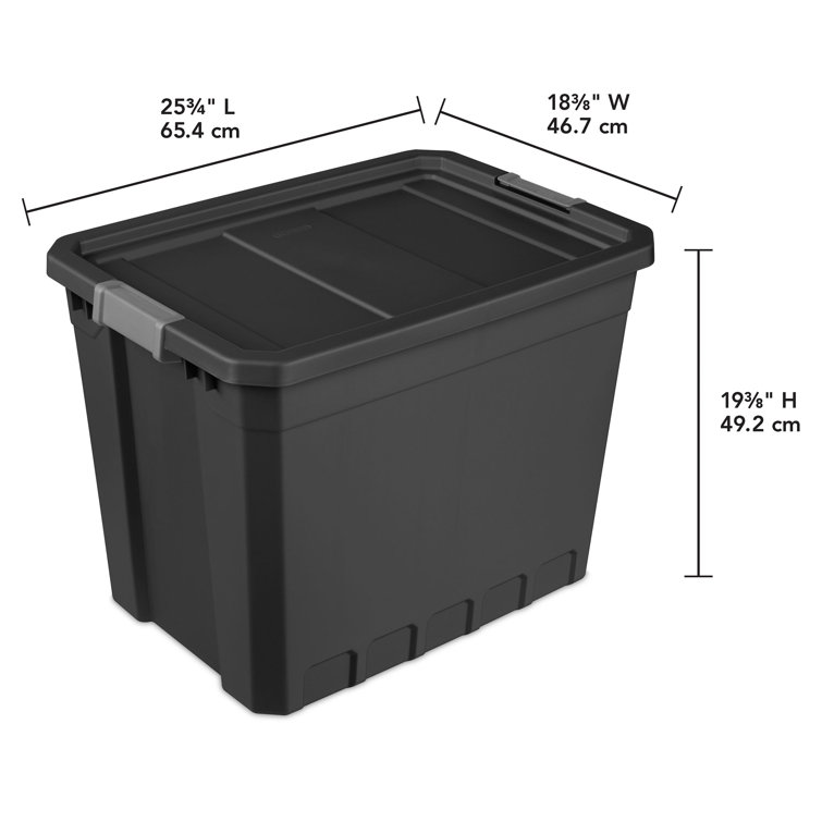 TOUGH BOX 27 Gal Stackable Storage Totes w/ Lids, Black and Yellow (4 pack)  