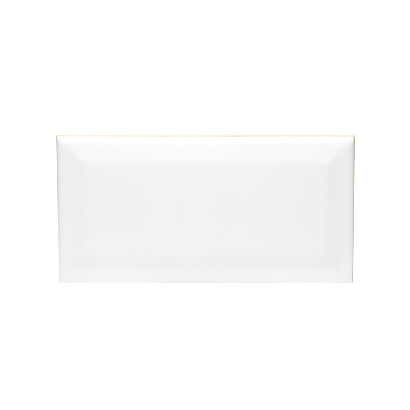 Segment Blanc 3 in. x 6 in. Glossy Beveled Ceramic Subway Tile, Blanc