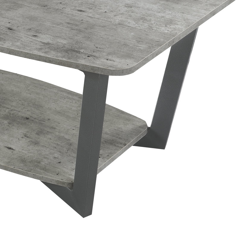 Table basse avec tablette Raimonds, Faux bouleau et gris ardoise