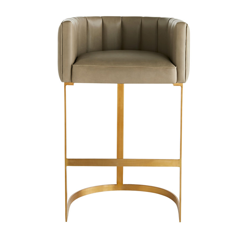Morel Leather Antique Brass Modern Bar Stool 21"x38"