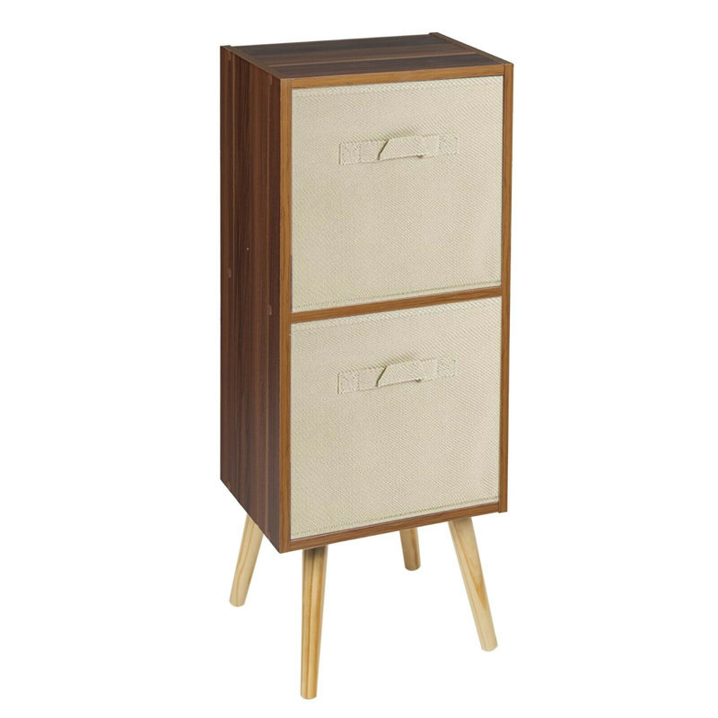 Melvyn 75cm H x 30cm W Wood Cube Bookcase, Teak/Beige/Pine
