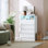 Commode double 4 tiroirs avec prise de courant décorative avec éclairage à DEL et commode blanche moderne avec station de charge