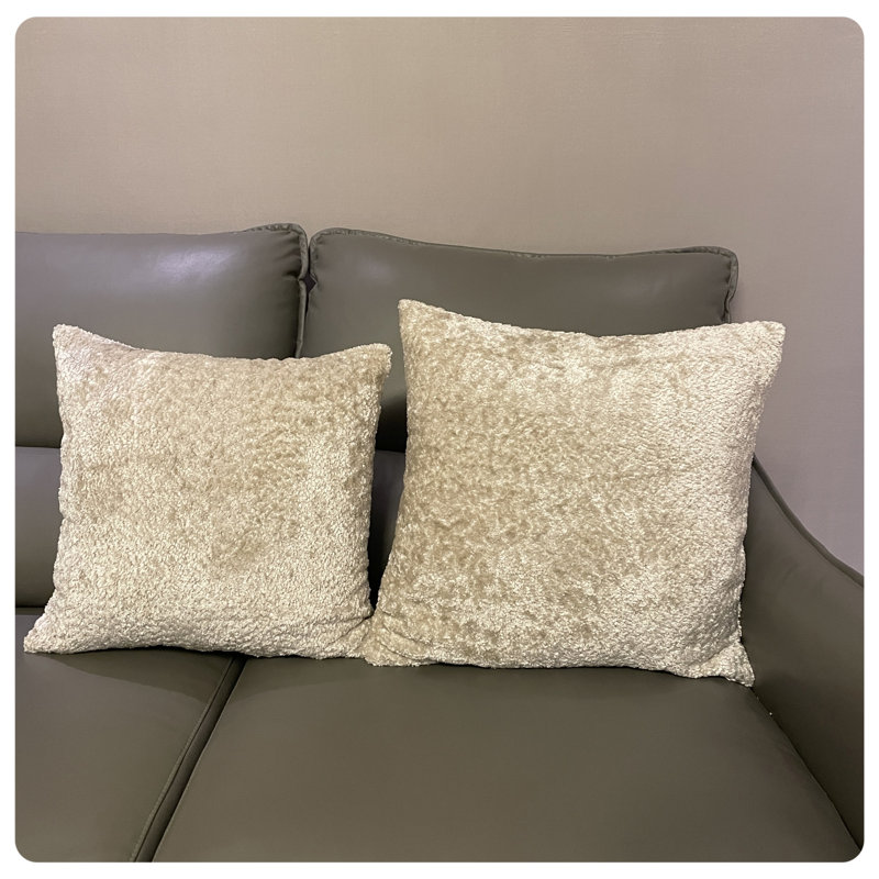 Ensemble de 2 housses de coussin en chenille moelleuse (sans insert), H 20 po x l 20 po, Blanc
