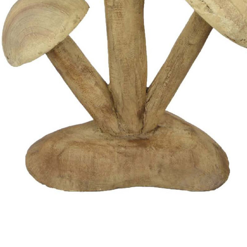 Sculpture décorative d'extérieur Sarah, 3 champignons, résine brun naturel