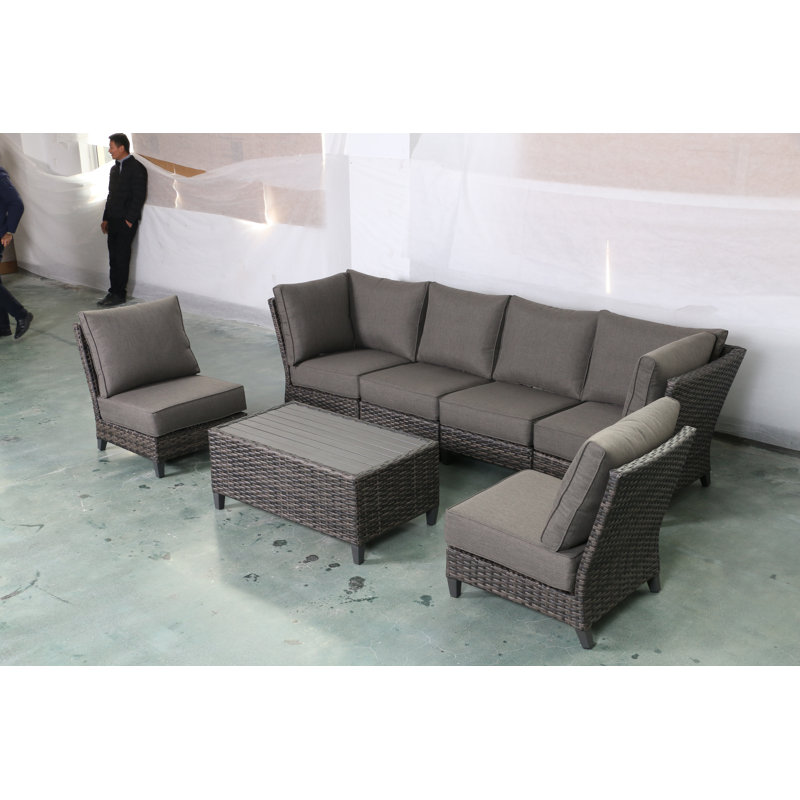 Ensemble de conversation modulaire avec coussins 7 pièces Rebeca
