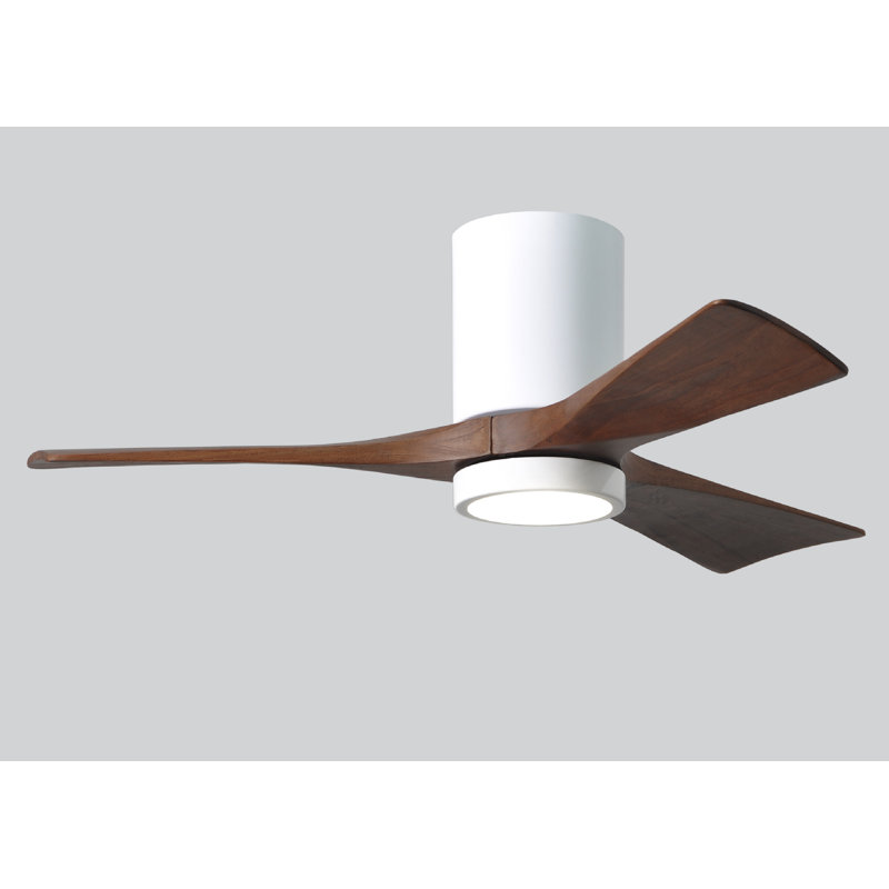 Irene LED Ceiling Fan, Gloss White, Barn Wood Tone, 52"