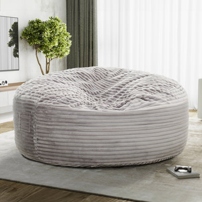 Fauteuil à billes - Canapé-lit en polyester rembourré de mousse à mémoire de forme de 72 po avec housse amovible pour salon et chambre à coucher, gris clair