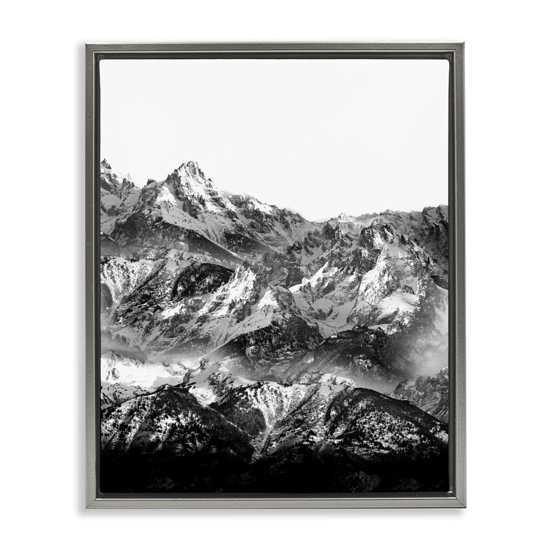 «Jutting Mountain Peaks», art mural sur toile flottante par Shelley Lake, H 21 po x l 17 po, Cadre flottant gris lustré