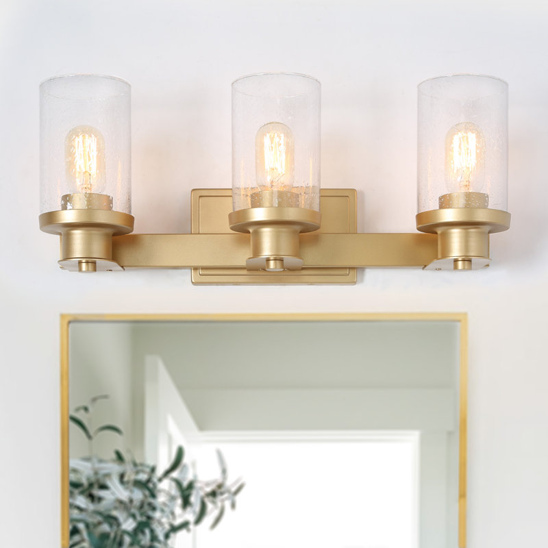 3 - Light Dimmable Vanity Light, Antique Gold