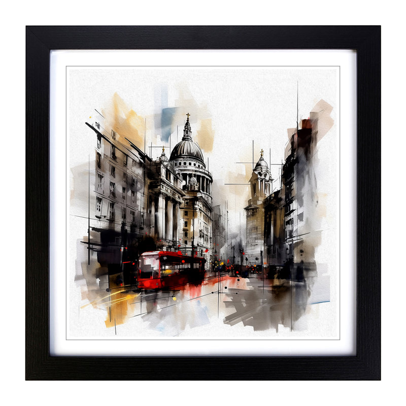 City Of London Gestural No.4 - Framed Print, Black
