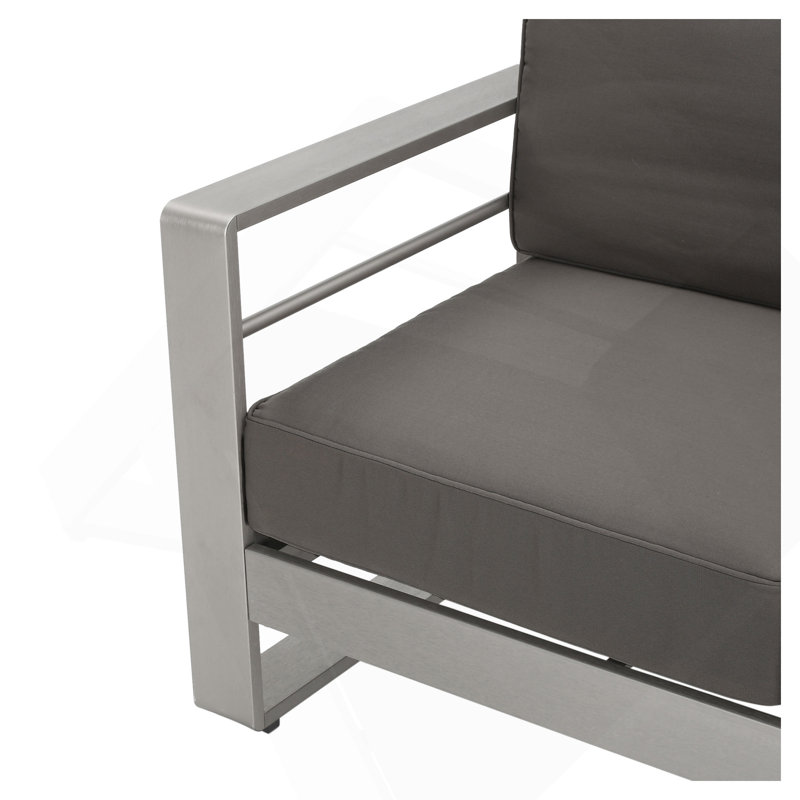 Canapé 3 places avec plateau en métal, Grey Cushion/Silver Frame