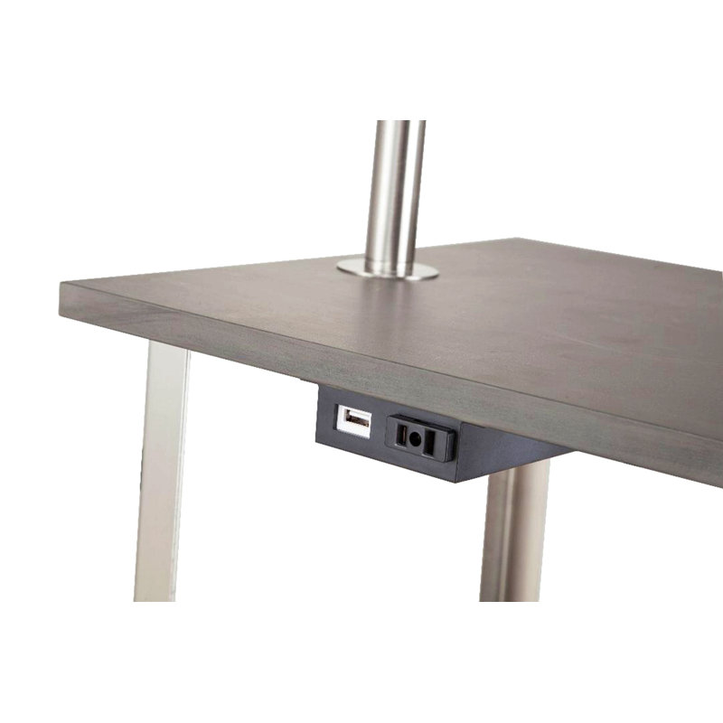 Lampe de table d'appoint carrée 58 "de haut" Dru "avec port USB et charge, argent