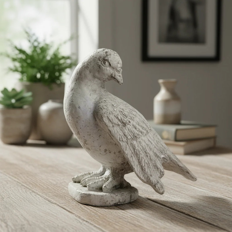 Figurine d’oiseau sur pied cardinal ciment Atwell