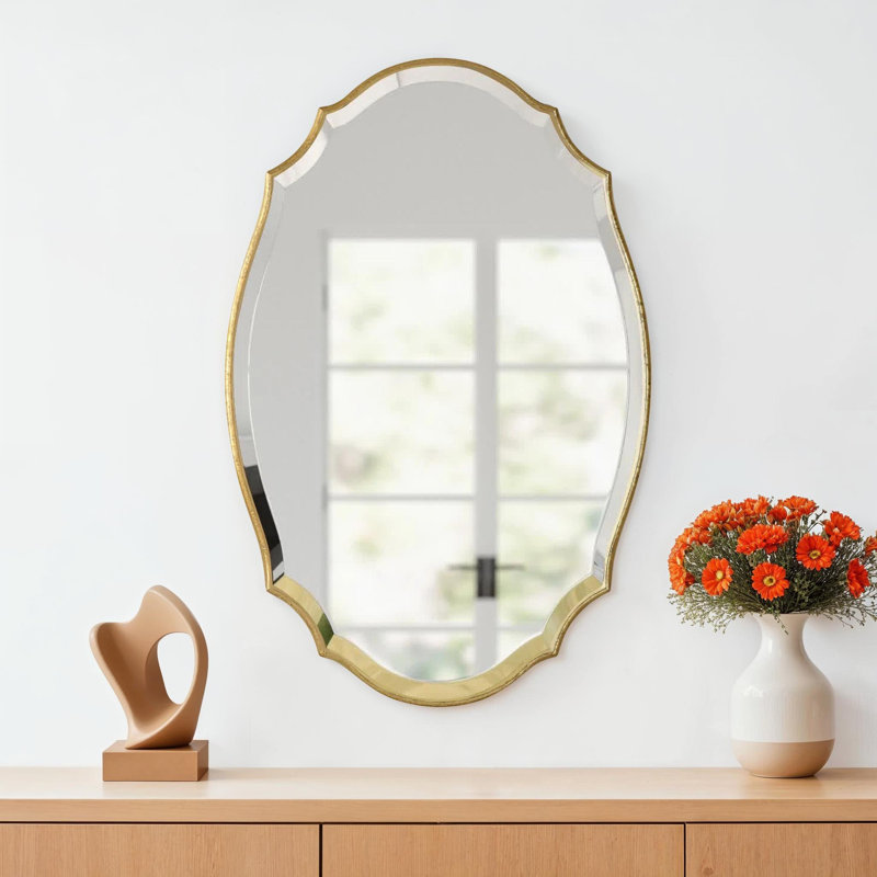 Ikumi Beveled Classic Accent Mirror, Antiqued Gold, 30" x 19.9"