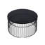 Table basse ronde noire moderne de 30 po avec verre trempé teinté et base ouverte en métal, idéale pour les espaces de vie, les surfaces minimalistes-438702441