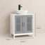 Ensemble de meuble-lavabo de salle de bain sous le lavabo avec tablette ajustable en blanc gris