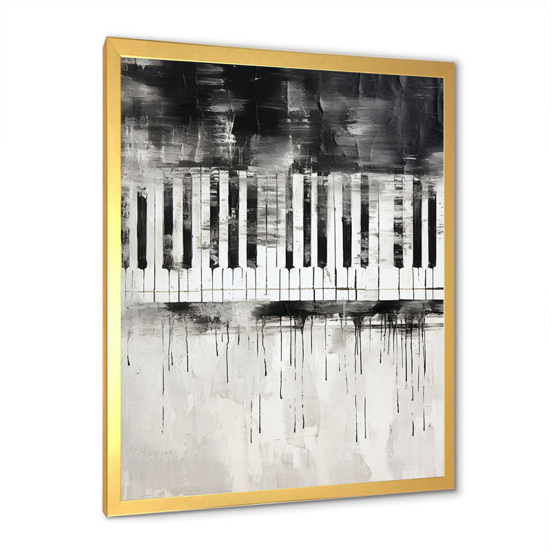 «Piano Keys Tranquility Midnight Black» sur toile, Cadre doré simple, H 20 po x l 12 po x P 1 po