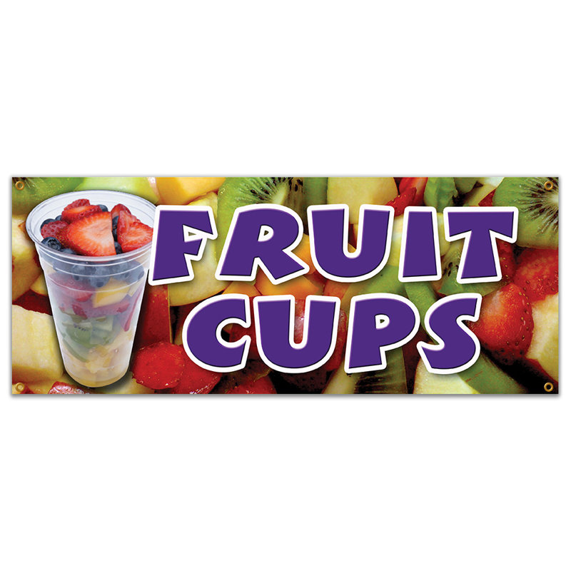 Signe de bannière de coupes de fruits, H 18 po x l 48 po x P 0,1 po