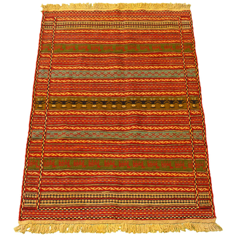 Tapis décoratif en laine de conception unique noué à la main new age kashkoli rouge foncé/vert 3 pi 3 po x 5 pi 1 po
