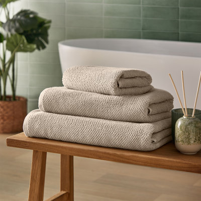 Silentnight Popcorn Waffle Bath Towels Pure Cotton