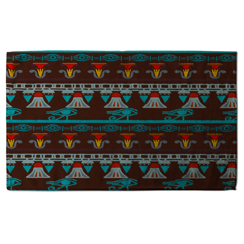 Cotton Waffle Tea Towel Kitchen Towel, Brown/Blue/Red