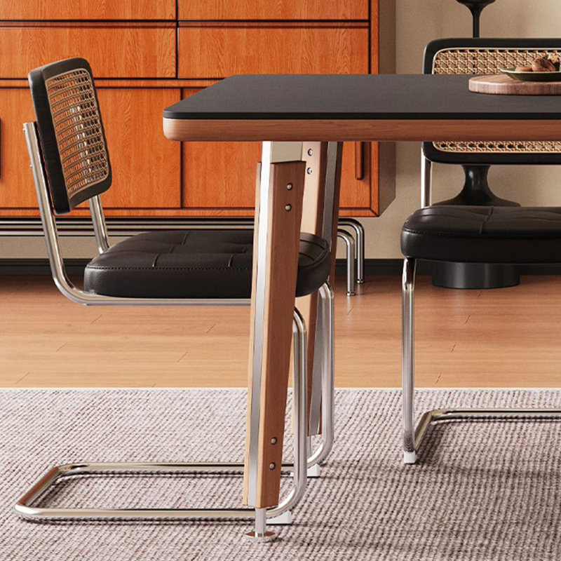 Les tables de salle à manger en roche rétro sont faciles à assortir, Noir, Brun, H 29,52 po x L 55,11 po x l 31,49 po