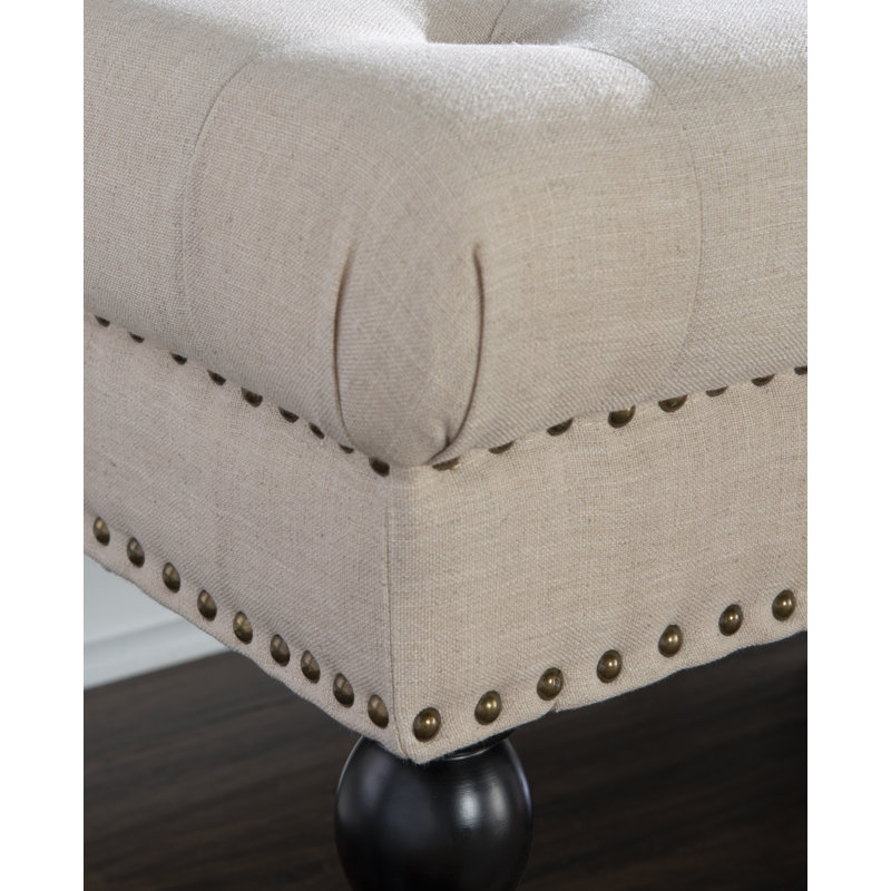 Athylene Linen Upholstered Bench, 17.75” H x 62” W x 19.63” D, Beige